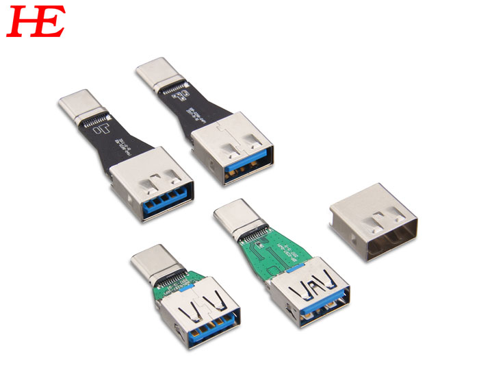Type-C轉USB 3.0AF R17=R0402 5.1K電阻 電容10NF帶鐵殼護套